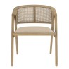 Chaise en bois PIERRE - Assise tissu lin et dossier rotin naturel