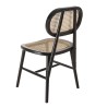 Lot 2 chaises bois noir et rotin naturel