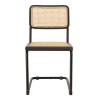 Lot 2 chaises bois noir/rotin naturel métal