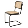 Lot 2 chaises bois noir/rotin naturel métal