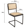 PIERRE - Set of 2 Chairs with Black Wood Seat and Rattan Backrest