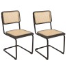 Lot 2 chaises bois noir/rotin naturel métal