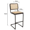 Lot de 2 tabourets d'îlot bois noir/rotin naturel