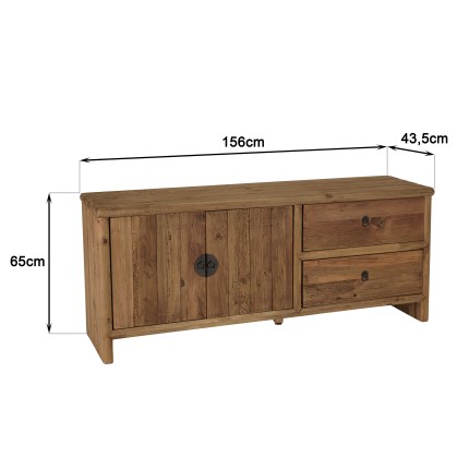 Meuble TV SANDY en bois pin recyclé 155cm
