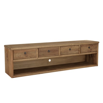 Meuble TV SANDY 4 tiroirs 1 niche 200cm bois pin recyclé