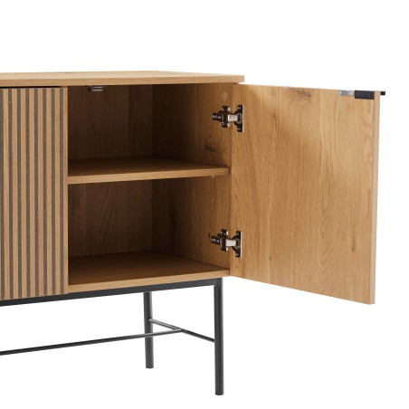 SCOTT 4-Door Sideboard | Black & Natural Wood Effect Finish