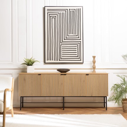SCOTT 4-Door Sideboard | Black & Natural Wood Effect Finish