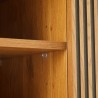 SCOTT 2-Door TV Stand - Black/Natural Wood Finish