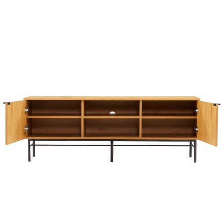 SCOTT 2-Door TV Stand - Black/Natural Wood Finish
