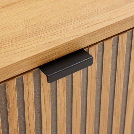 Table basse SCOTT - Décor effet bois et rainures noires