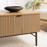 Table basse SCOTT - Décor effet bois et rainures noires