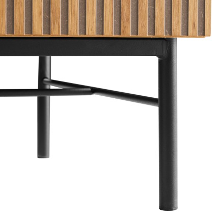 Table basse SCOTT - Décor effet bois et rainures noires
