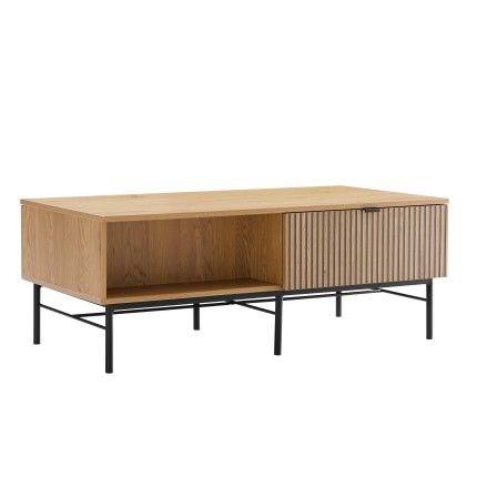 Table basse SCOTT - Décor effet bois et rainures noires