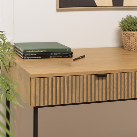 Bureau SCOTT 2 tiroirs noir et naturel