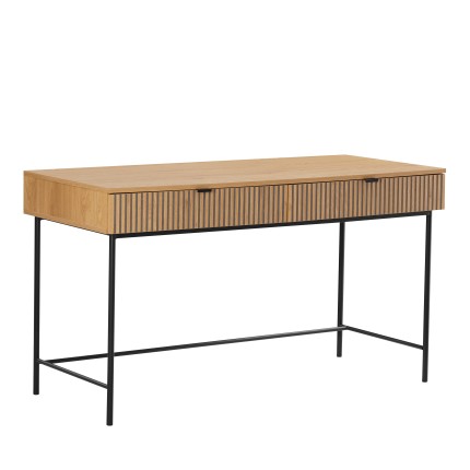 Bureau SCOTT 2 tiroirs noir et naturel