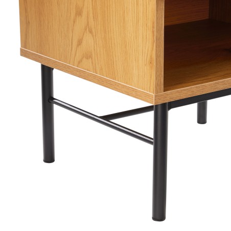 SCOTT Bedside Table with 1 Drawer in Black and Natural Wood Effect