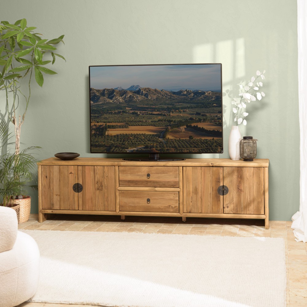 SANDY TV Stand - Recycled Pine Wood - 240cm Length SANDY TV Stand - Recycled Pine Wood - 240cm Length
