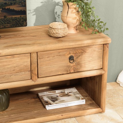 Meuble TV SANDY 4 tiroirs 1 niche 200cm bois pin recyclé
