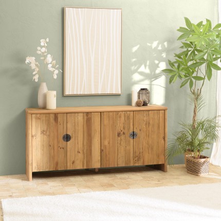 Buffet en pin recyclé SANDY - Meuble de rangement 4 portes
