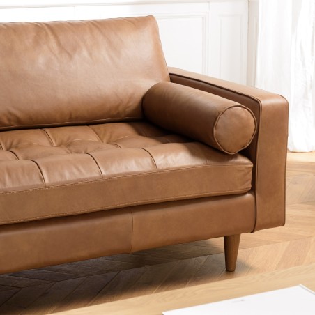 PIERRE 3-Seater Sofa in Caramel-Colored Leather