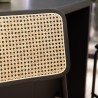 PIERRE Set of 2 Black Wood & Rattan Island Stools