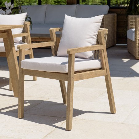 Lot de 2 fauteuils CELESTIN acacia/cordage synth. beige