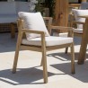CELESTIN - Set of 2 Acacia/Synthetic Rope Armchairs, Beige with Grey Cushions
