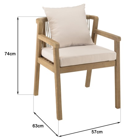 Lot de 2 fauteuils CELESTIN acacia/cordage synth. beige