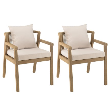 Lot de 2 fauteuils CELESTIN acacia/cordage synth. beige