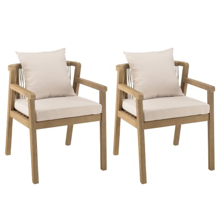 Lot de 2 fauteuils CELESTIN acacia/cordage synth. beige