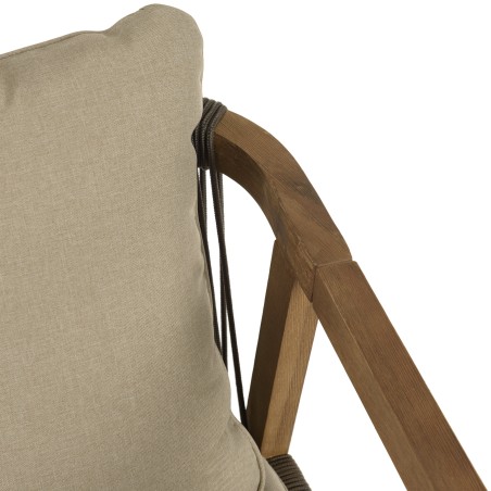 CELESTIN - Set of 2 Acacia/Synthetic Rope Armchairs, Pine Green with Cushions
