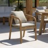 CELESTIN - Set of 2 Acacia/Synthetic Rope Armchairs, Pine Green with Cushions