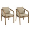 CELESTIN - Set of 2 Acacia/Synthetic Rope Armchairs, Pine Green with Cushions