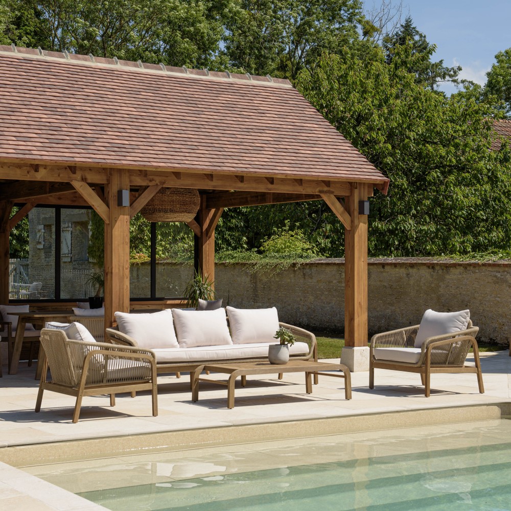 Celestin 5-Seater Garden Furniture Set in Acacia/Beige Rope Celestin 5-Seater Garden Furniture Set in Acacia/Beige Rope