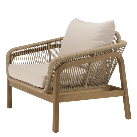 Salon de jardin CELESTIN en acacia/cordage synthétique beige
