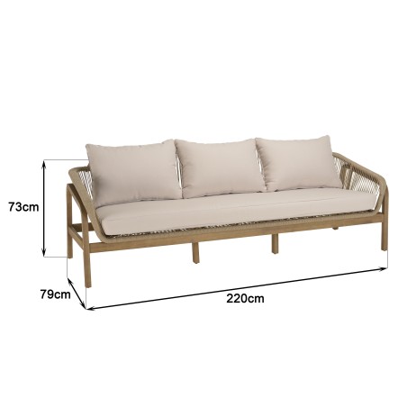 Salon de jardin CELESTIN en acacia/cordage synthétique beige