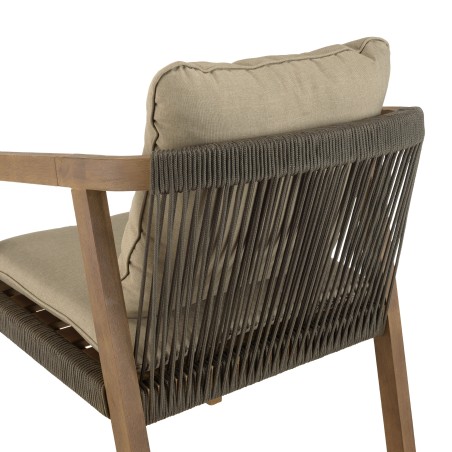 Salon de jardin CELESTIN en acacia et cordage vert sapin