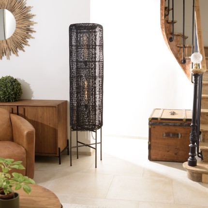 Lampadaire SIXTINE en rotin noir 39x39cm
