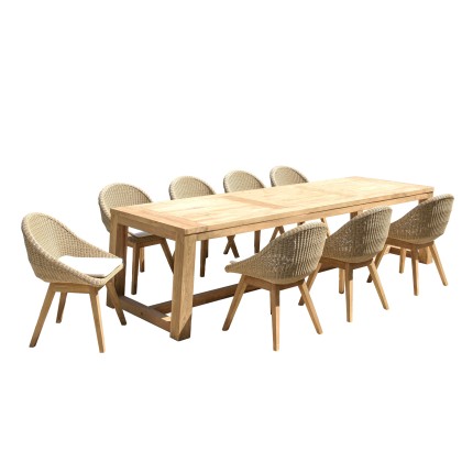 KALLY Set no. 7 Recycled Teak & Rattan Garden Furniture Set