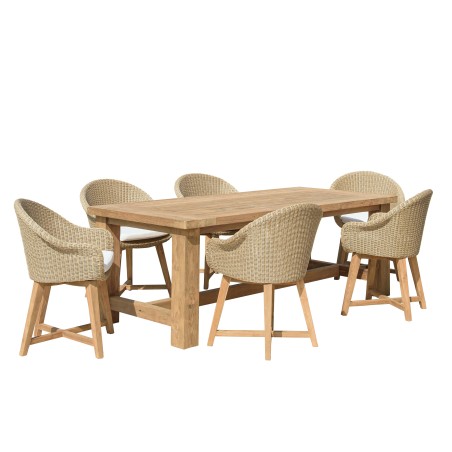 KALLY Set no. 17 Recycled Teak & Rattan Garden Furniture Set for 6 People