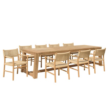 VALERIA Garden Furniture Set - Recycled Teak & Rattan - 8-10 People
