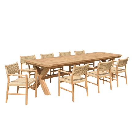 VALERIA - Set no. 9 Recycled Teak Garden Furniture Set with Synthetic Rattan