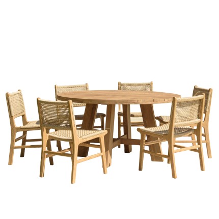 VALERIA - Set no. 24 Recycled Teak Garden Furniture Set for 6 People