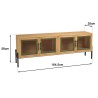 Helena TV Stand with 4 Glass Doors - Green Pine Frame & Black Metal