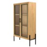 HELENA Dresser with 2 Glass Doors - Green Pine & Black Metal