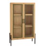 Vaisselier HELENA - 2 portes vitrées - Encadrement vert pin et métal noir
