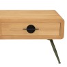 Table basse HELENA - Pin naturel 2 tiroirs métal vert