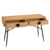 Console HELENA en pin naturel et métal vert