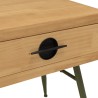 HELENA Bedside Table - Natural Pine with Green Metal Legs