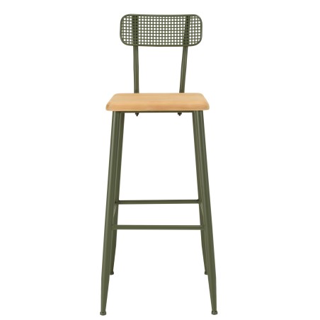HELENA Bar Set - Pine & Green Metal - 1 Bar + 2 Stools